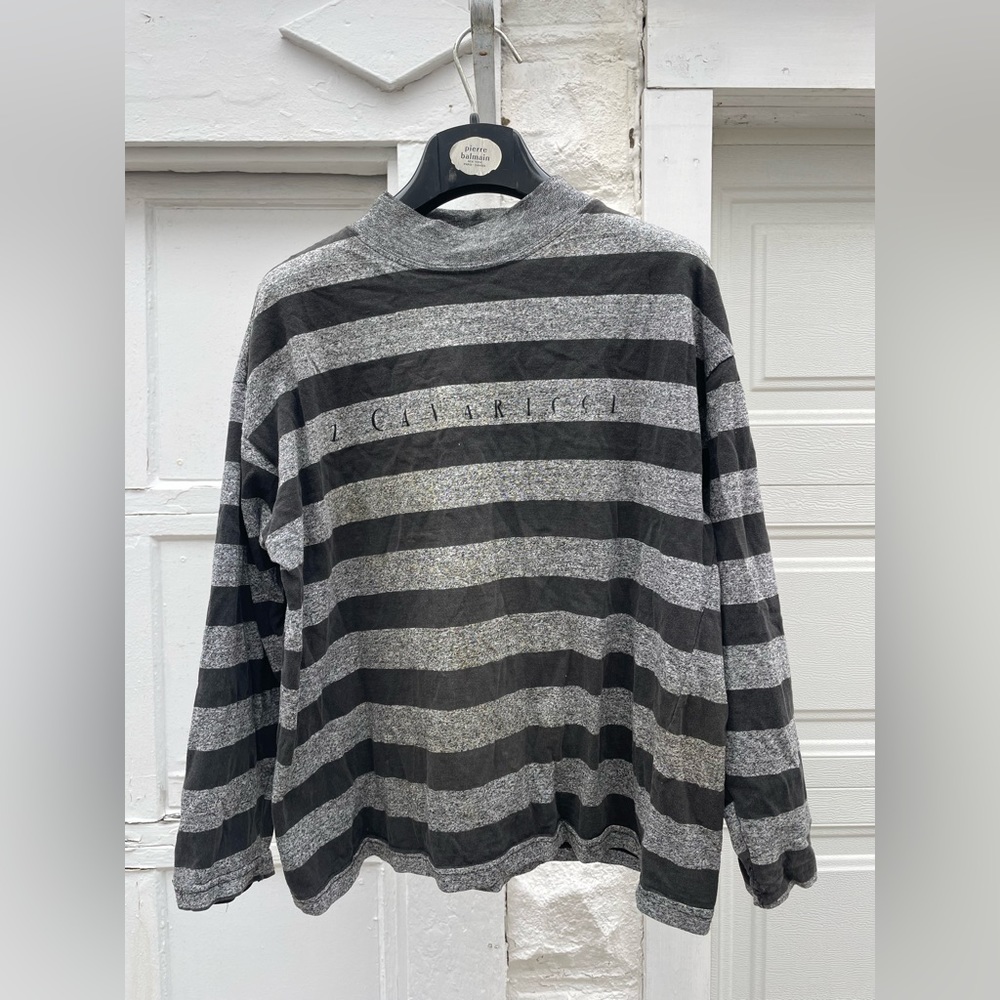 Z. Cavaricci Saved by The Bell style strip T Shirt Long Sleeve Size Medium.